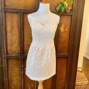 Pins and Needles white strapless eyelet lace dress